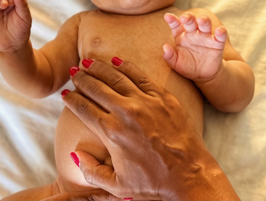 Baby massage — tummy stroke